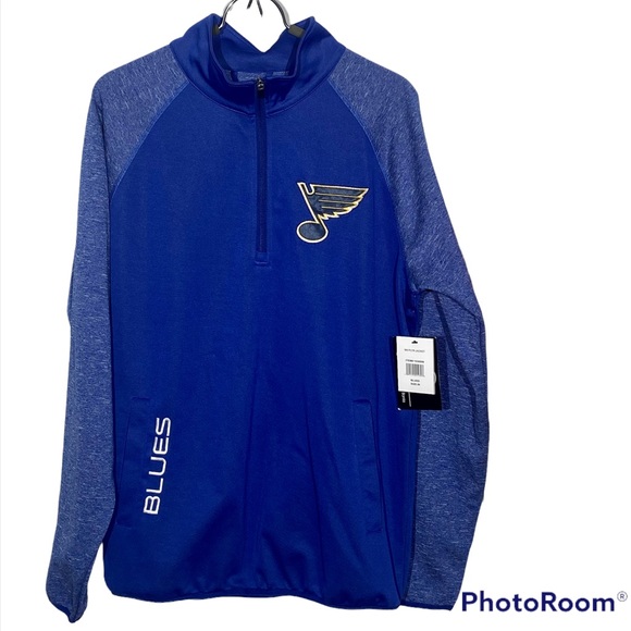 NHL Other - NHL St Louis Blues NWT PLYR Blue on Heather Blue Half-Zip PLYR Jacket M
